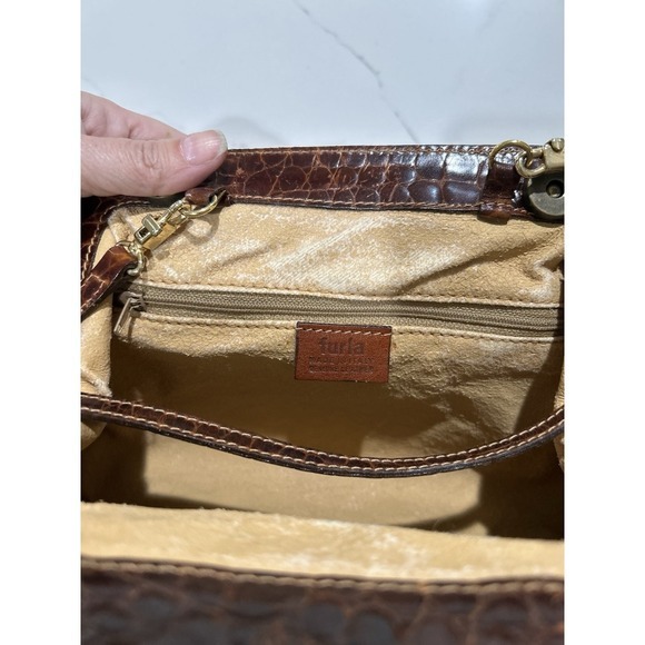 Vintage FURLA Cognac Dome Shaped Soft Leather Bag S - Picture 4 of 7